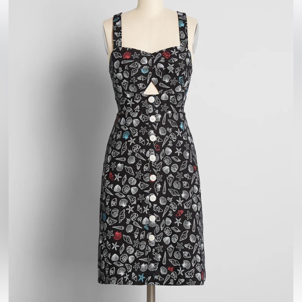 ModCloth Seashore Spectacular Black Fit and Flare Dress NWT Size 0 and 4
